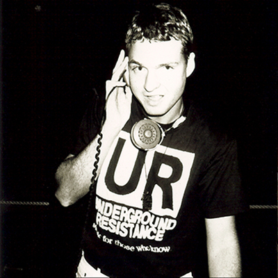 DJ Dan wearing an Underground Resistance shirt